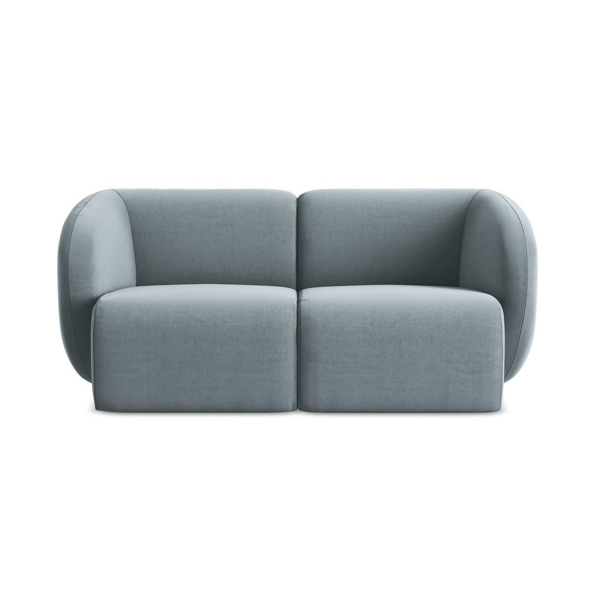 2-SITZER-SOFA Samt Stoff Blau - Schwarz/Hellblau, Holzwerkstoff/Kunststoff (174/75/94cm) - LaMiaSofa