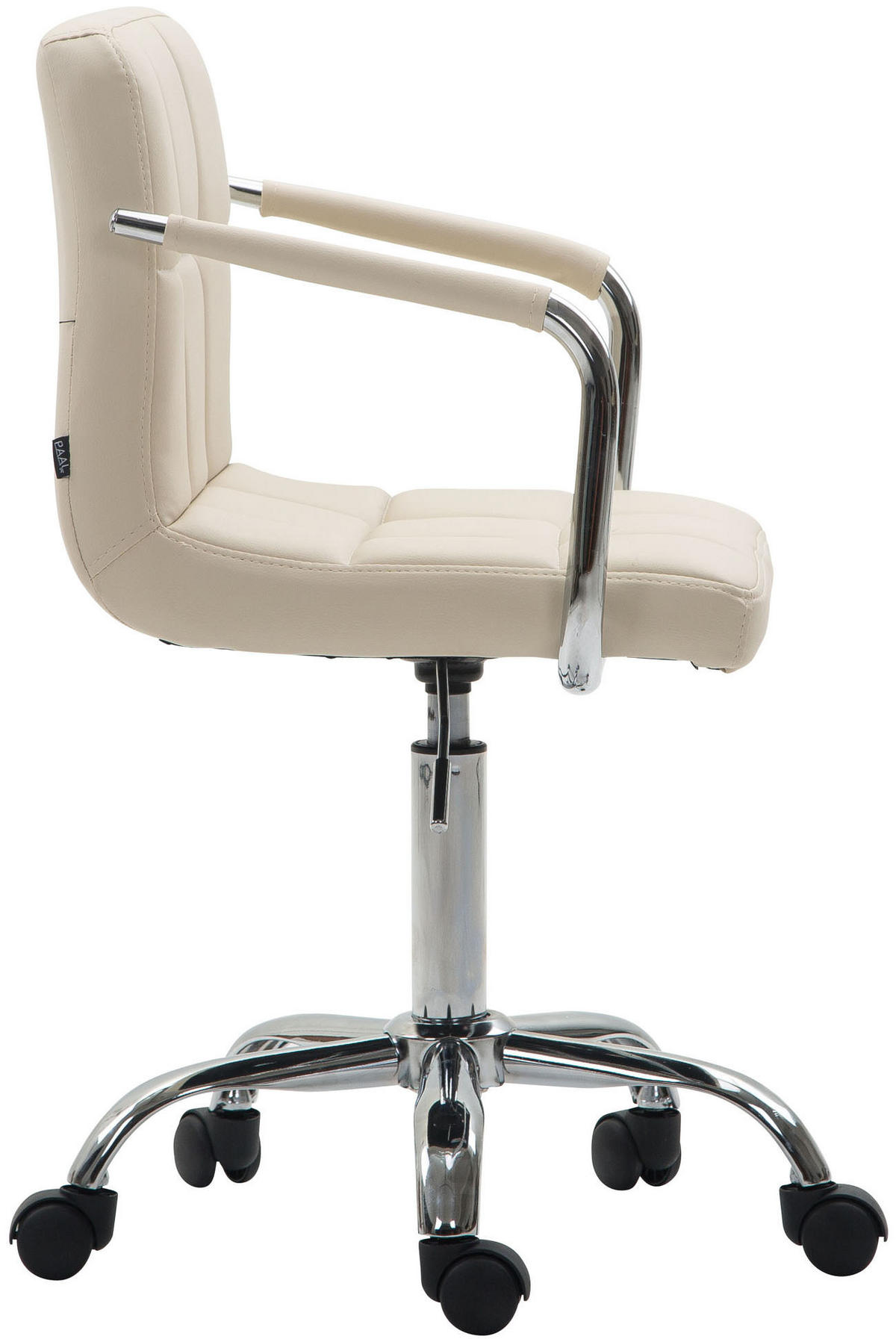 DREHSTUHL Lederlook creme - Chromfarben/Creme, Textil/Metall (52/76/44cm) - CLP