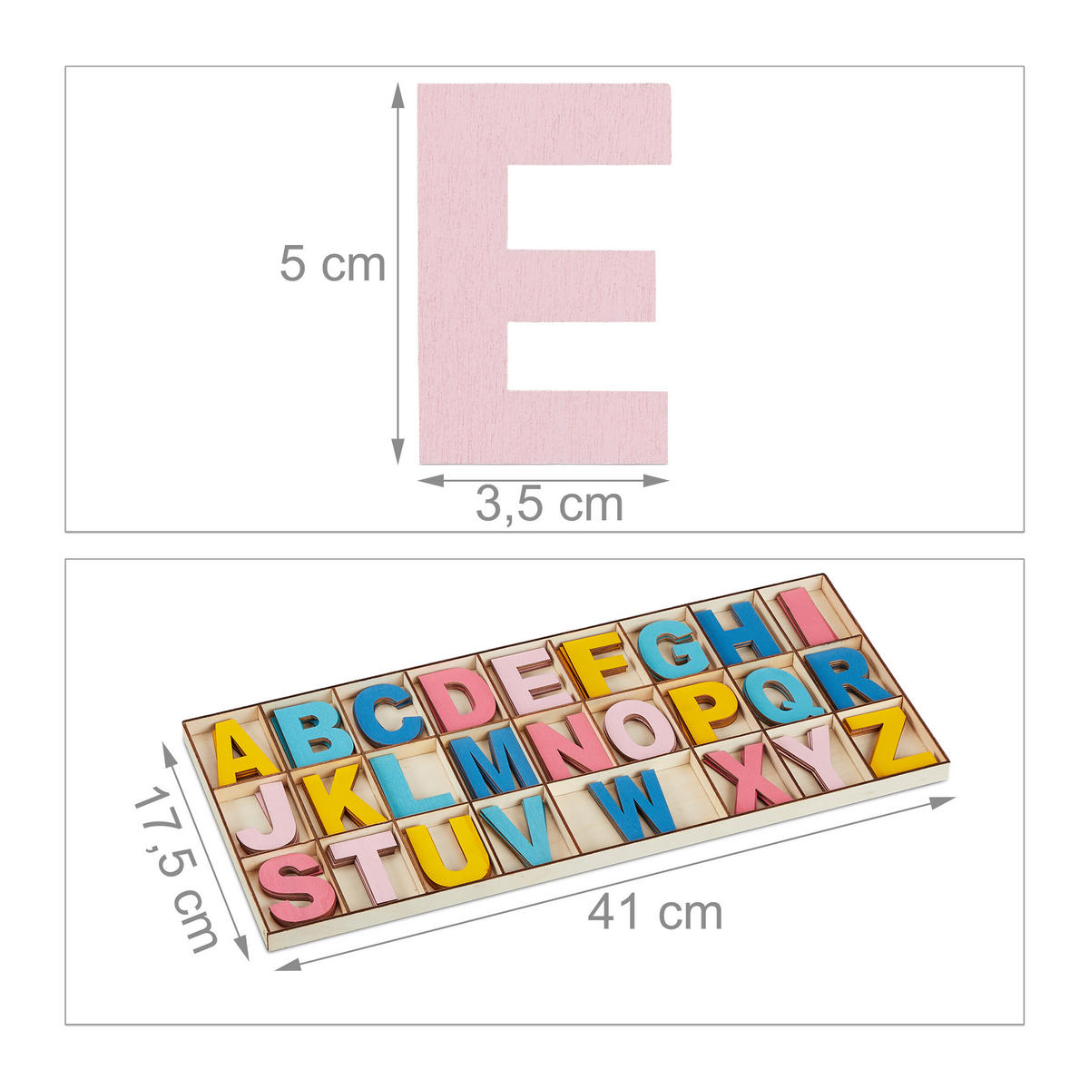 104-TLG.HOLZBUCHSTABEN-SET - Multicolor, Holz (41/17.5cm) - Relaxdays