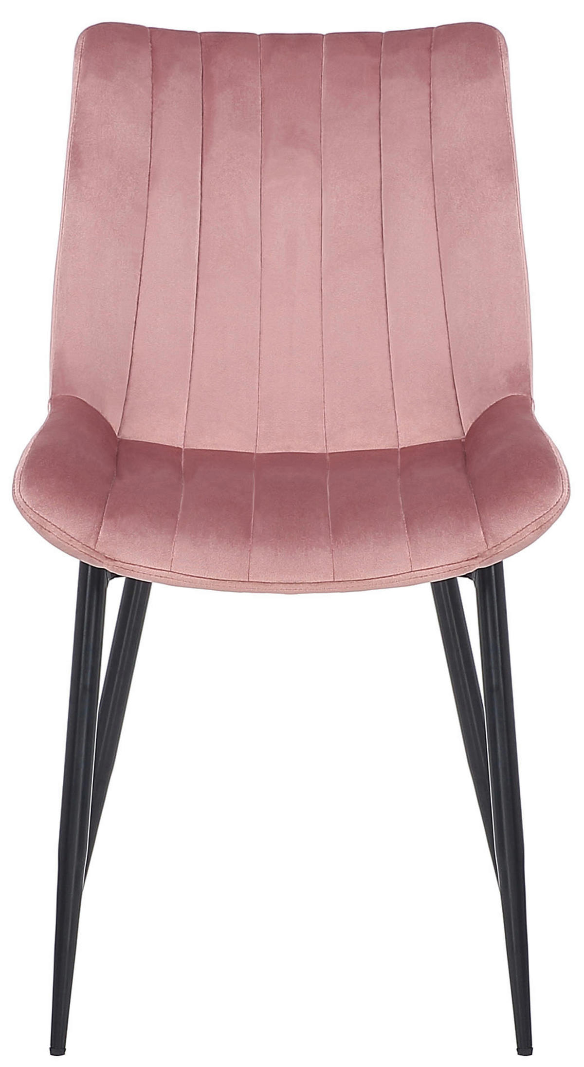 STUHL 2er Set Samt pink - Pink/Schwarz, Textil/Metall (46/82/61cm) - CLP