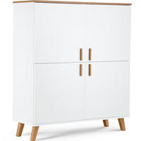 TÜRKOMMODE FRISK 6 Einlegeböden und 4 Türen, weiß - Eichefarben/Weiß, Eichenholz/Holzwerkstoff (107/134/40cm) - KONSIMO®