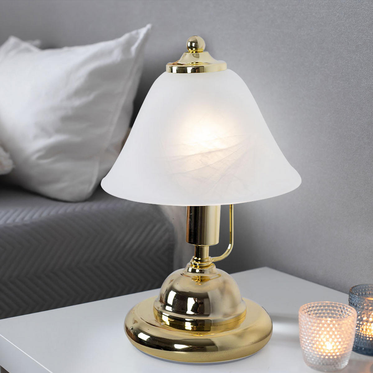 TISCHLEUCHTE Messing Glas Gold - Goldfarben, Glas (17/17/27cm) - Globo Lighting