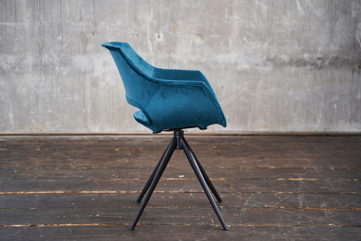 DREHSTUHL ZAJA Petrol Velvet - Petrol, Textil (57/85/59cm) - KAWOLA