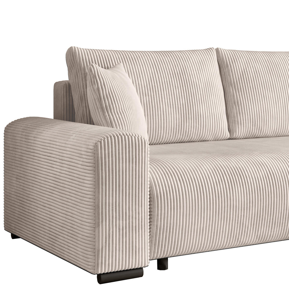 ECKSOFA Nelly mit Bettkasten und Schlaffunktion, Cordstoff in L-Form - Creme, Textil (270/185cm)