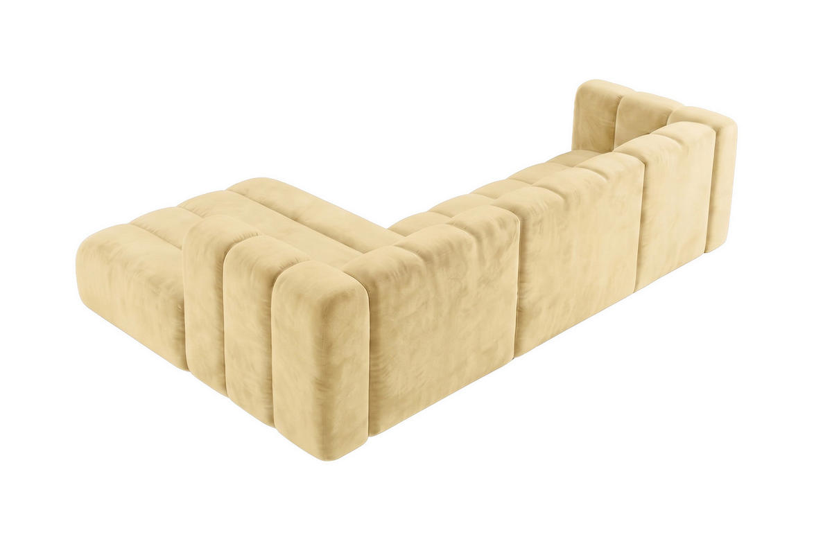 ECKSOFA Modulares In L-Form, Velvet-Stoff Riviera, Buttergelb, Links, GRAND 287 cm - Hellgelb, Holz (287/179cm) - Kaiser Möbel