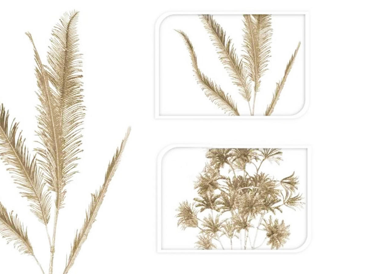 LAALU DEKORATION-SET 2tlg. Blumen champagner glänzend / mit Glitzer 82 cm - Champagner, Kunststoff (15/10/90cm) - LAALU