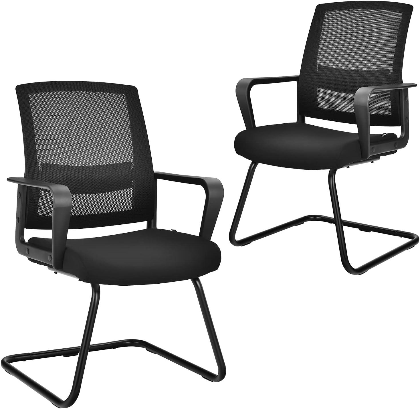 KANCELÁRSKA STOLIČKA 94 cm čierna (sada 2 ks) - čierna, kov (60/94/55cm) - COSTWAY