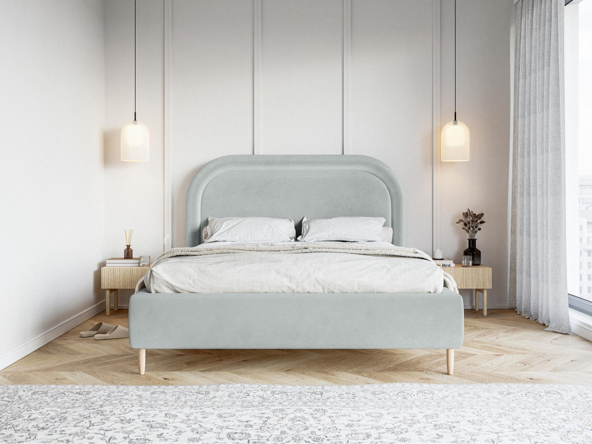 POLSTERBETT Loreo Taubengrau Samt wasserfest 180x200 cm - Beige/Grau, Kunststoff/Textil (180/200cm) - Selsey