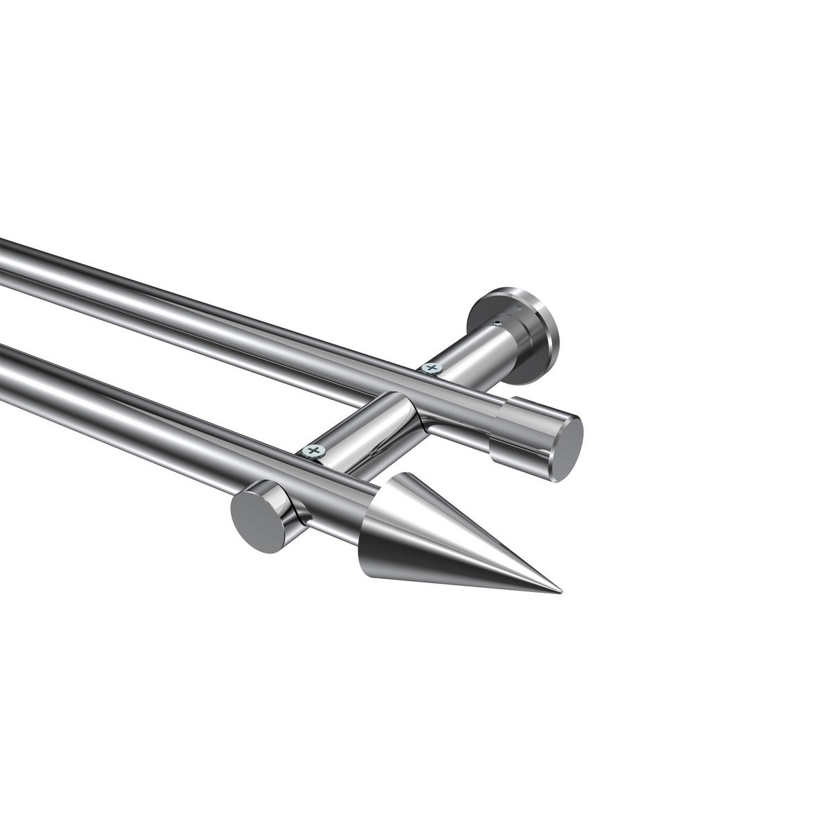 GARDINENSTANGEN-SET Platon Savio 480 cm (geteilt in 3 x 160 cm), 2-läufig (ohne Ringe), 20 mm Ø Chrom - Chromfarben, Metall (480cm) - INTERDECO