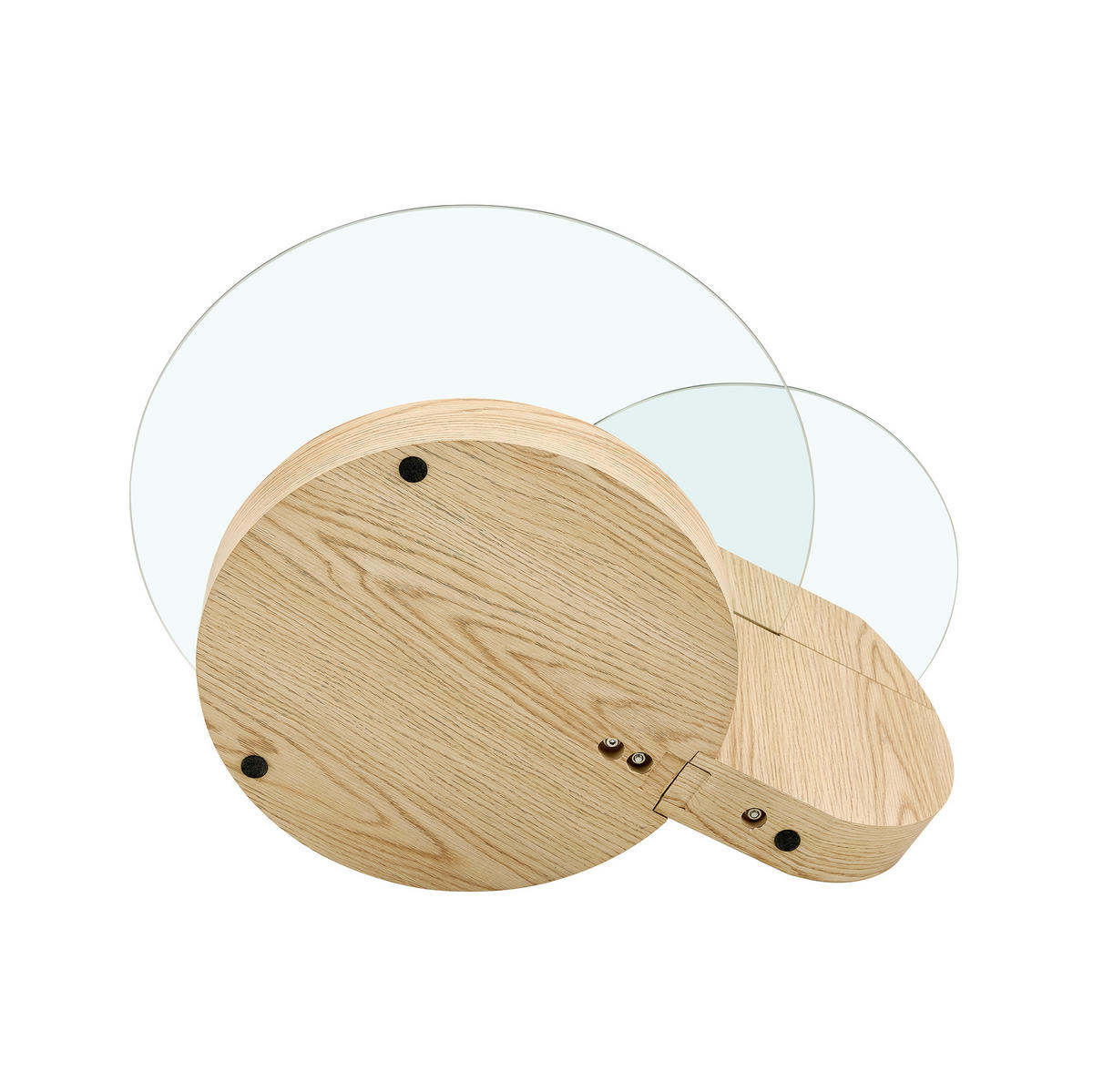 KLUBSKI stolić 50/70 cm prozirni i boje drveta od MDF-a i stakla s višerazinskim policama - prozirno, drvni materijal (70/70/44cm) - OKWISH