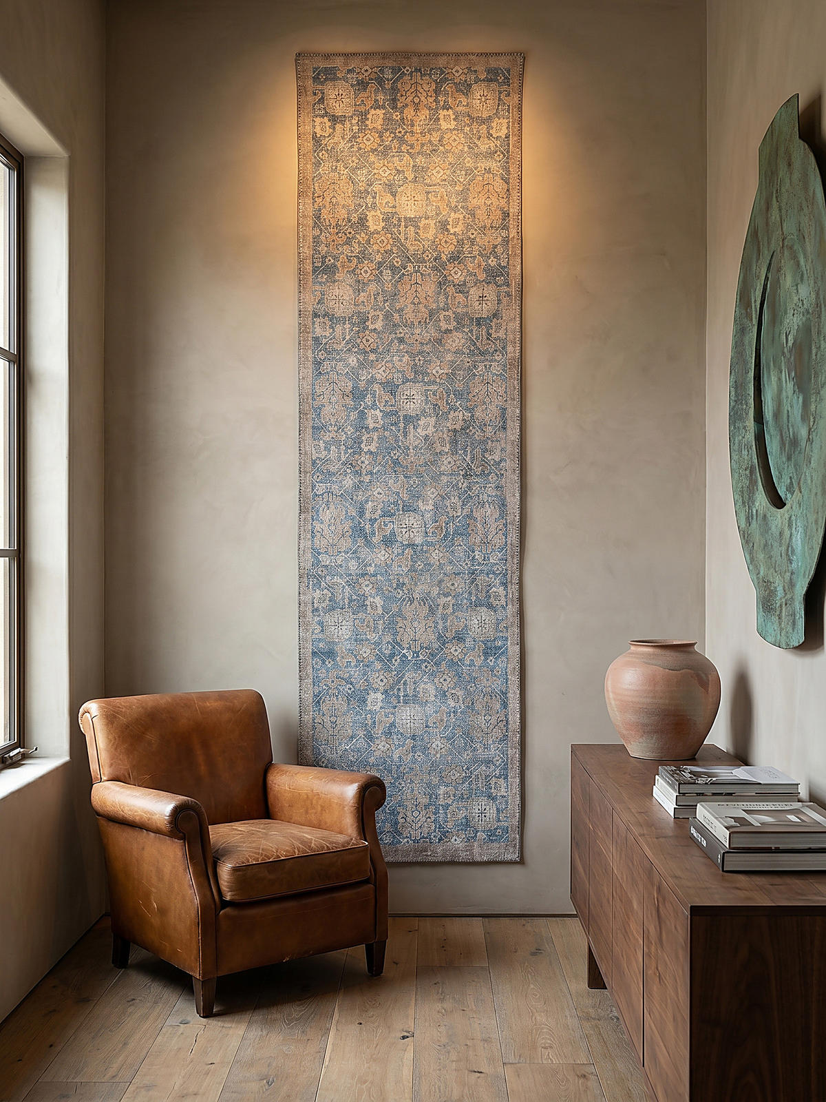 TEPPICH waschbar Vintage Floral, Orientalisch, Wohnzimmer schmutzabweisend Blau Läufer 60x230 - Blau, Textil (60/230cm) - KADIMA DESIGN