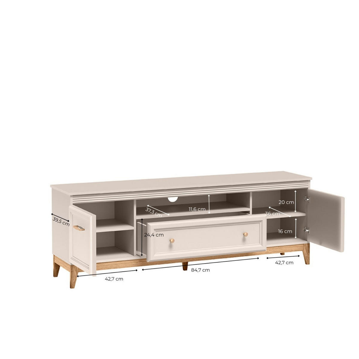 TV-LOWBOARD Windsor W-9 179 x 61,5 x 40,5 cm Kaschmir - Kaschmir/Eichefarben, Eichenholz/Holzwerkstoff (179/61.5/40.5cm) - Koseto