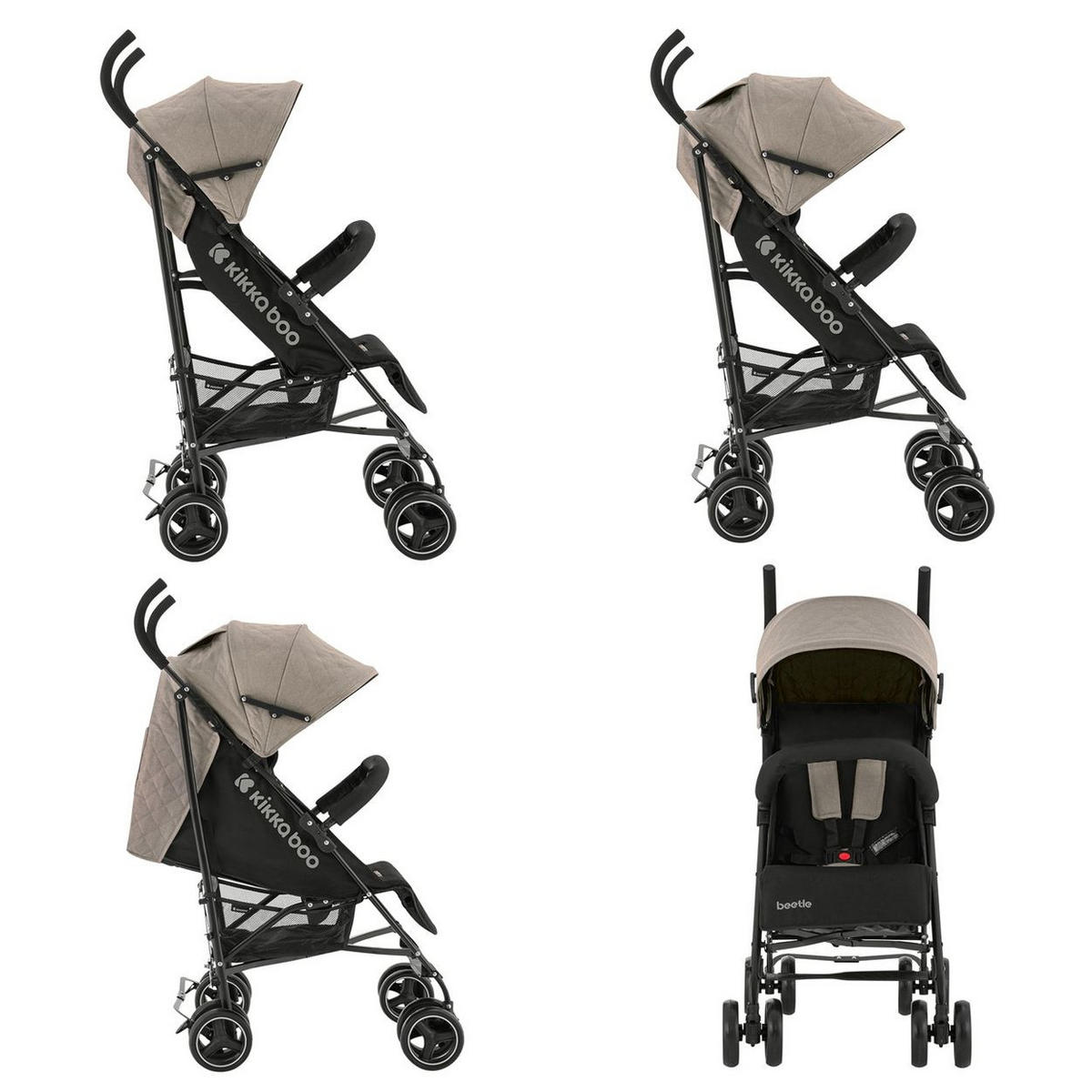 KINDERWAGEN Käfer braun Stahlrahmen, Korb, abnehmbare Vorderräder, Fußstütze - Beige, Metall (78/48/104cm) - Kikka boo