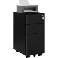 ROLLCONTAINER abschließbar, mit 3 Schubladen, Schwarz - Schwarz, Metall (30/60/45cm) - Woltu