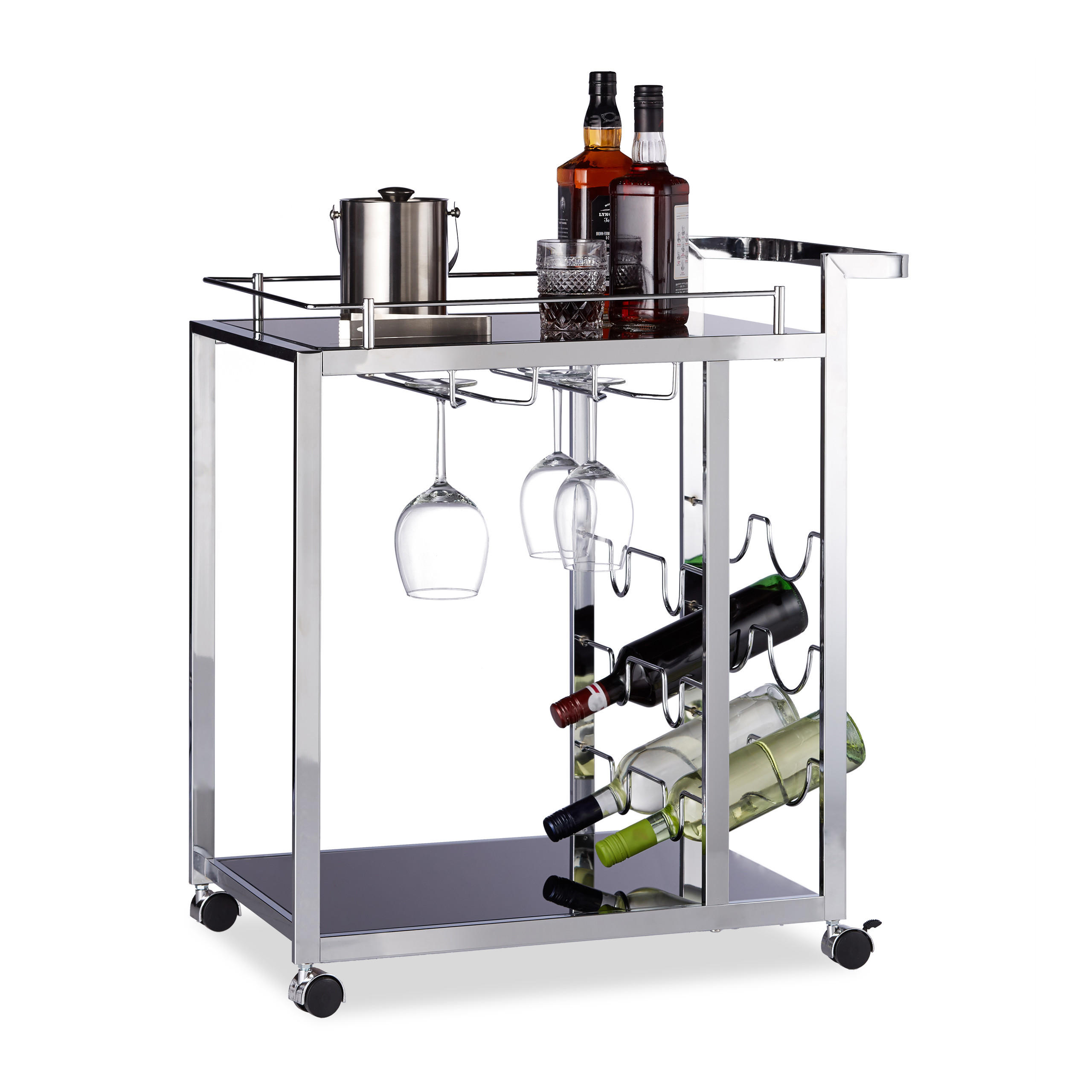 SERVIERWAGEN - Multicolor, Glas/Metall (40/75/70cm) - Relaxdays