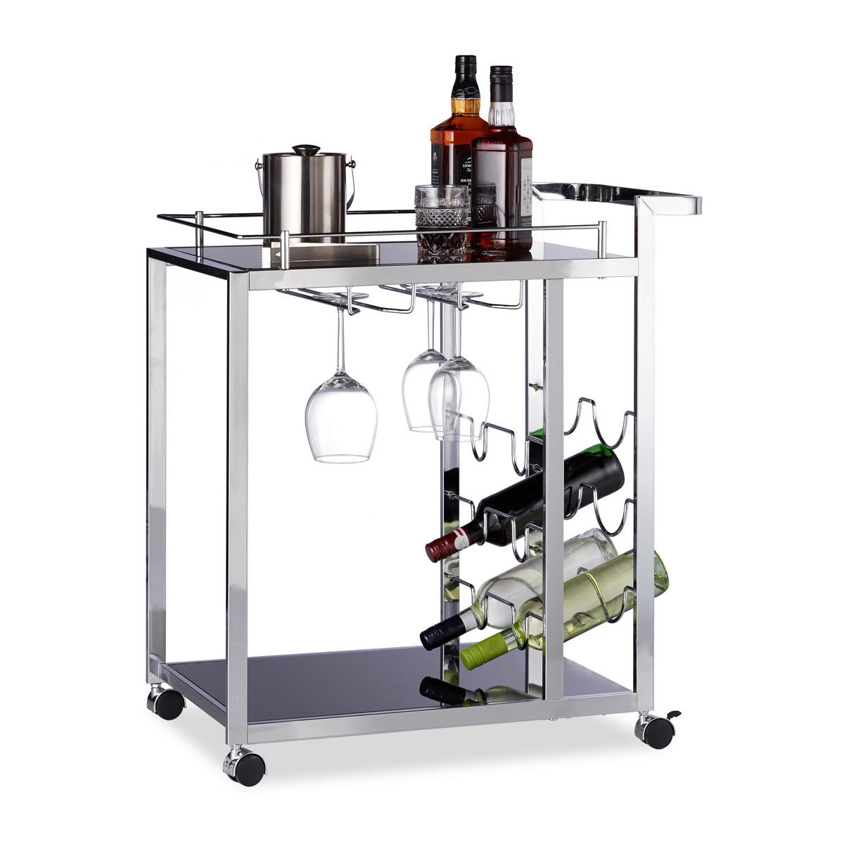 SERVIERWAGEN - Multicolor, Glas/Metall (40/75/70cm) - Relaxdays