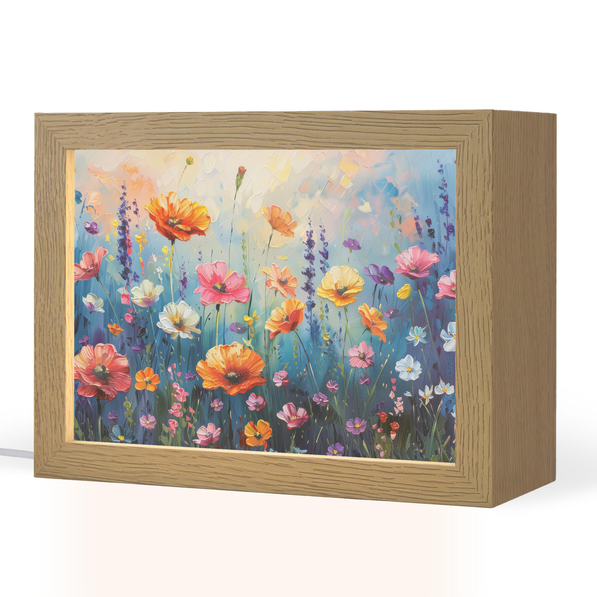 TISCHLEUCHTE Blumen - Natur - Aquarell - Kunst Nachtlampe 20x15 cm - Altrosa, Holzwerkstoff (8/20/15cm) - OnlyWow