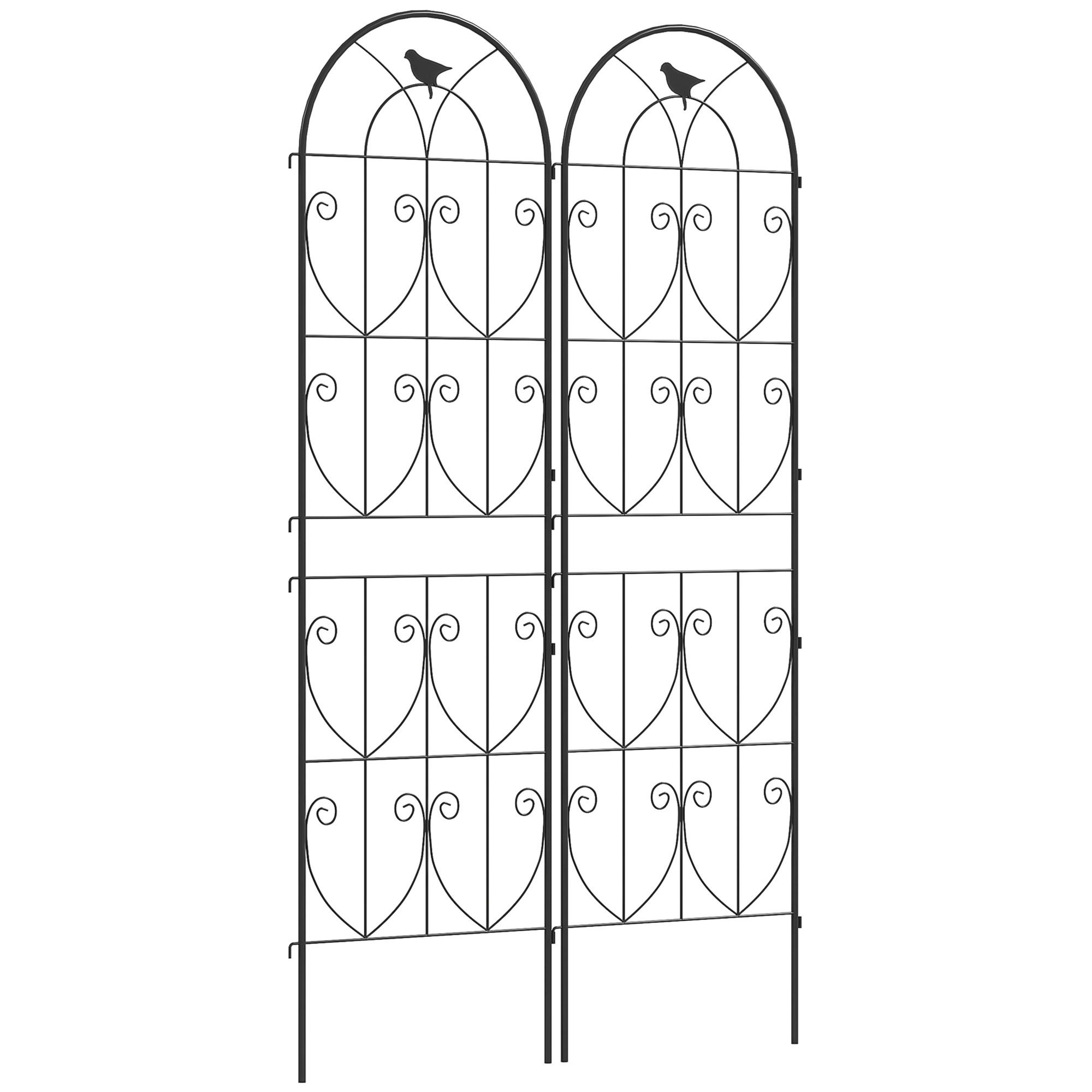 RANKGITTER DE-18329 2er-Set mit Vogelmotiven, 180 cm hoch Schwarz - Schwarz, Metall (1.3/180/50cm) - ComfortXL