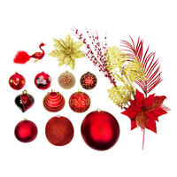 LAALU CHRISTBAUMKUGEL-SET 152 Stück in Luxus-Box PREMIUM CAESAR für Weihnachtsbaum 120-210 cm - Rot, Glas (55/50/75cm) - LAALU