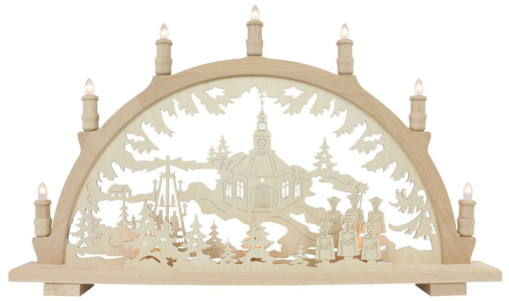 SCHWIBBOGEN Seiffener Kirche 7 flammig - Multicolor, Holz (66/44/6.5cm)