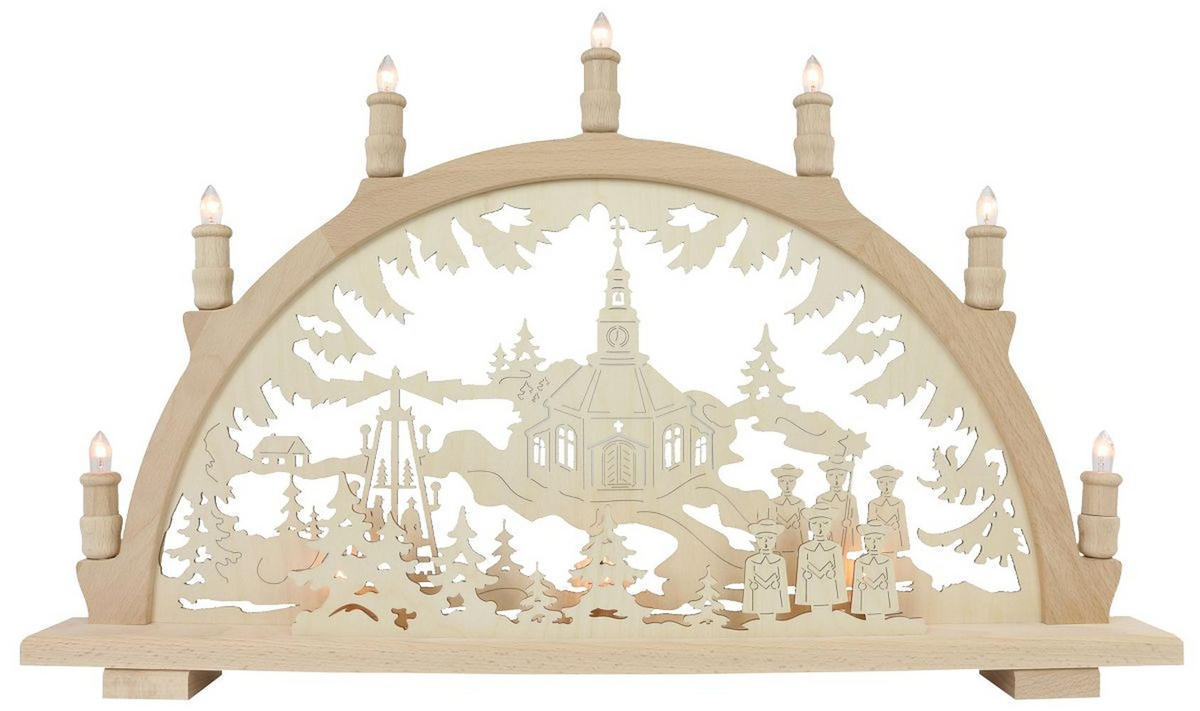 SCHWIBBOGEN Seiffener Kirche 7 flammig - Multicolor, Holz (66/44/6.5cm)