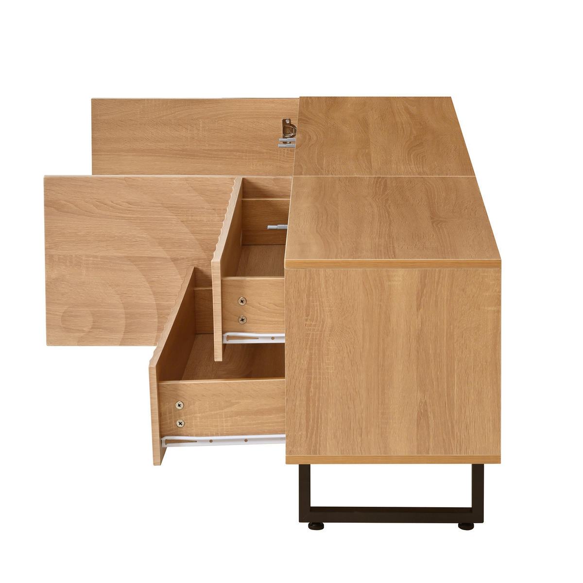 TV-LOWBOARD 180/38/51,5 cm natur aus Spanplatte mit Stauraum und Kabeldurchführung - Naturfarben, Holzwerkstoff (38/51.5/180cm) - OKWISH