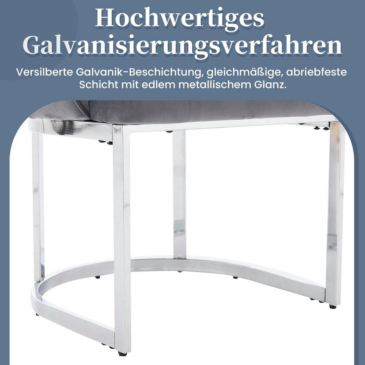 ESSZIMMERSTÜHLE 2er-Set Samt Silber Metall Grau - Silberfarben/Grau, Textil (59/80/56cm) - FLIEKS