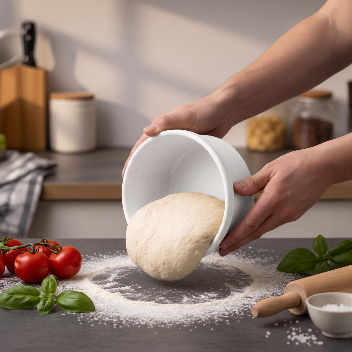 PIZZABALLENBOX Weiß 4er-Set Silikon mit Deckel - Weiß, Kunststoff (14.5/6.5/14.5cm) - Relaxdays