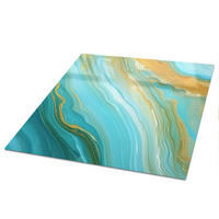 TISCHPLATTE 50x50 cm – Bunte Wellen - Grün, Glas (50/50/0.4cm) - Wallfluent