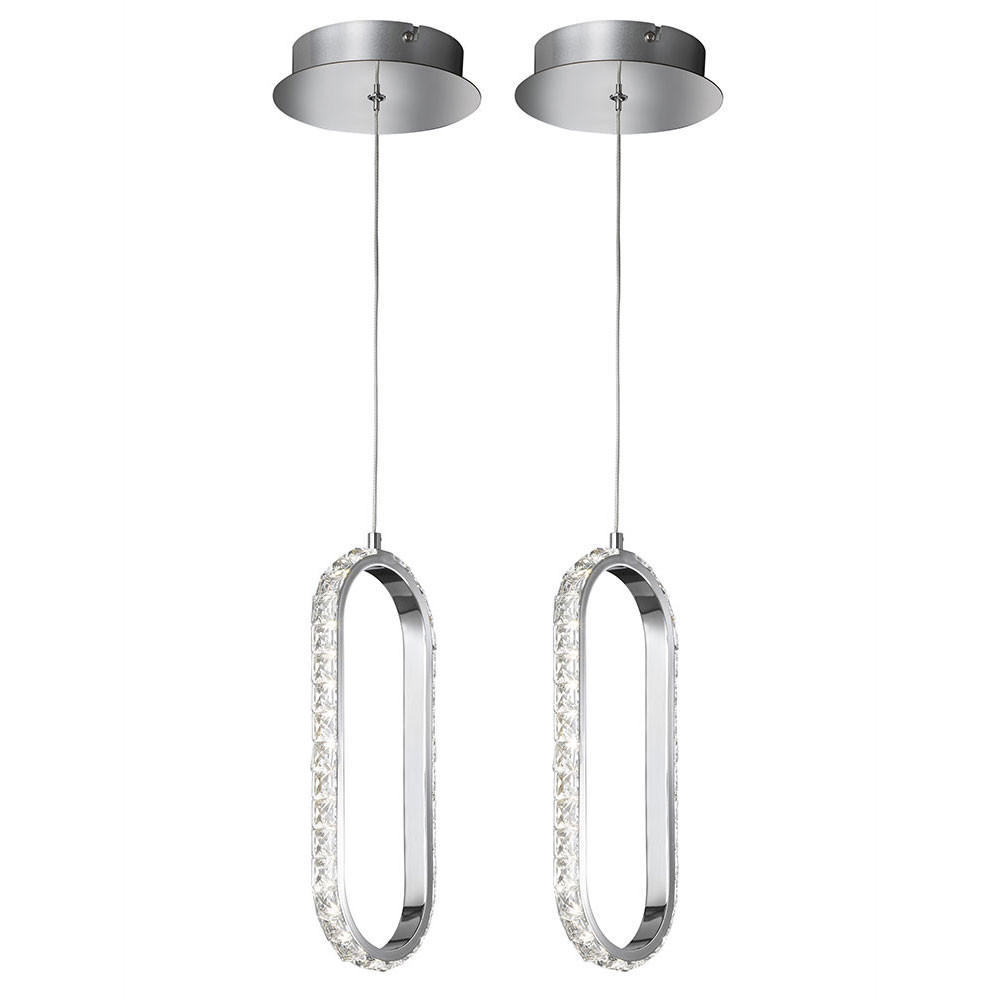 LED HÄNGELEUCHTE Chrom Silber Dimmbar 2er Set - Silberfarben, Metall (33.5/13/150cm)