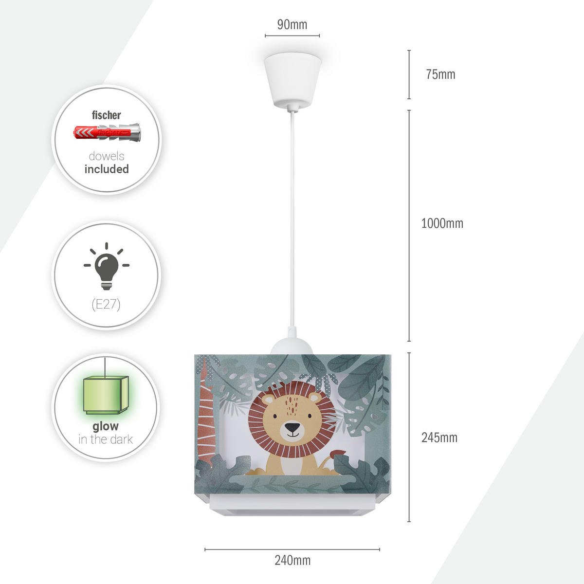PENDELLEUCHTE Greta Pd Jungle - Weiß, Kunststoff (24/24/24.5cm) - Paco Home