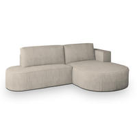 ECKSOFA CORTIO P R-S Creme Kordstoff mit Schlaffunktion - Creme, Holz (265/174cm) - MASSENO
