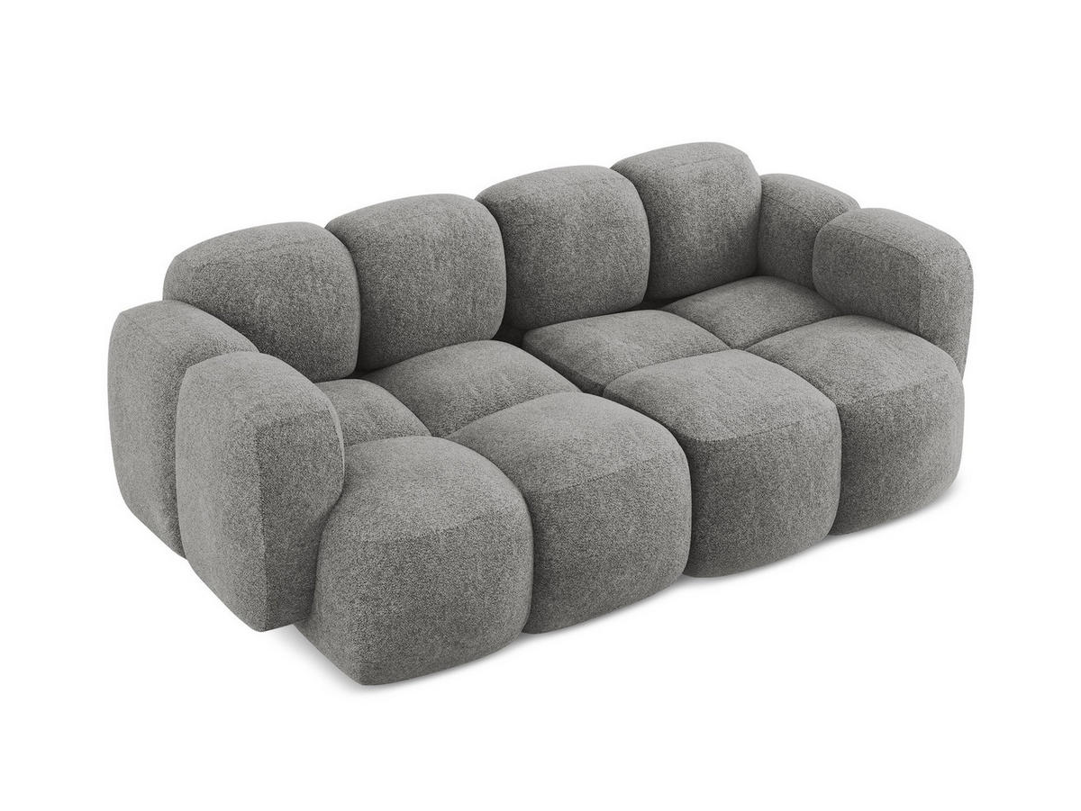 2-SITZER SOFA Chenille Stoff Grau - Dunkelgrau/Schwarz, Holzwerkstoff/Kunststoff (210/72/115cm) - Makamii