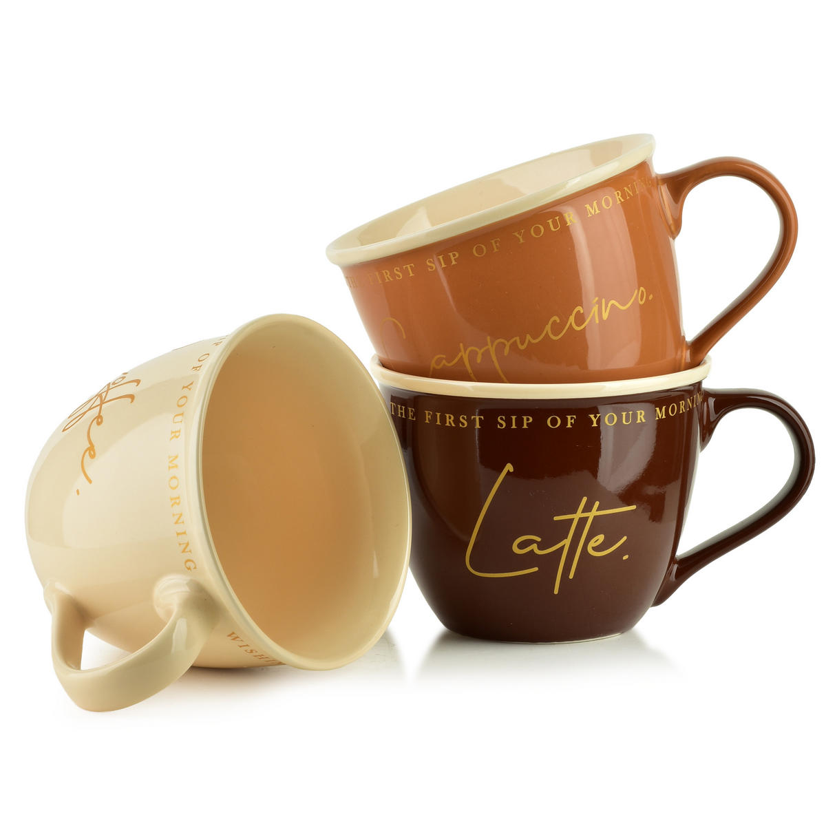 BECHER Hendia Beige 11.5/15.5/9 cm Porzellan - Beige, Keramik (0.5L) - Mondex