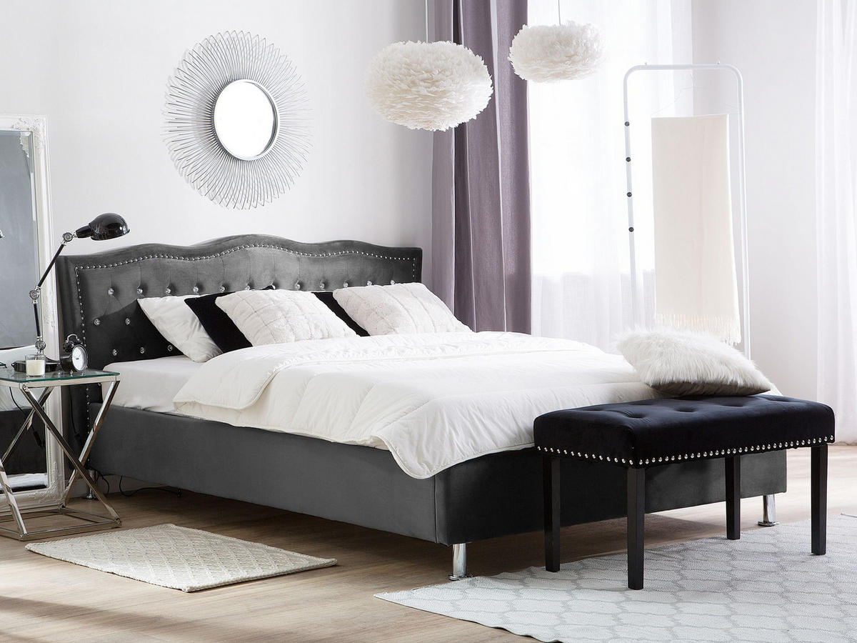 BETT 140/200 cm Dunkelgrau Metz - Dunkelgrau, Textil (140/200cm) - Beliani