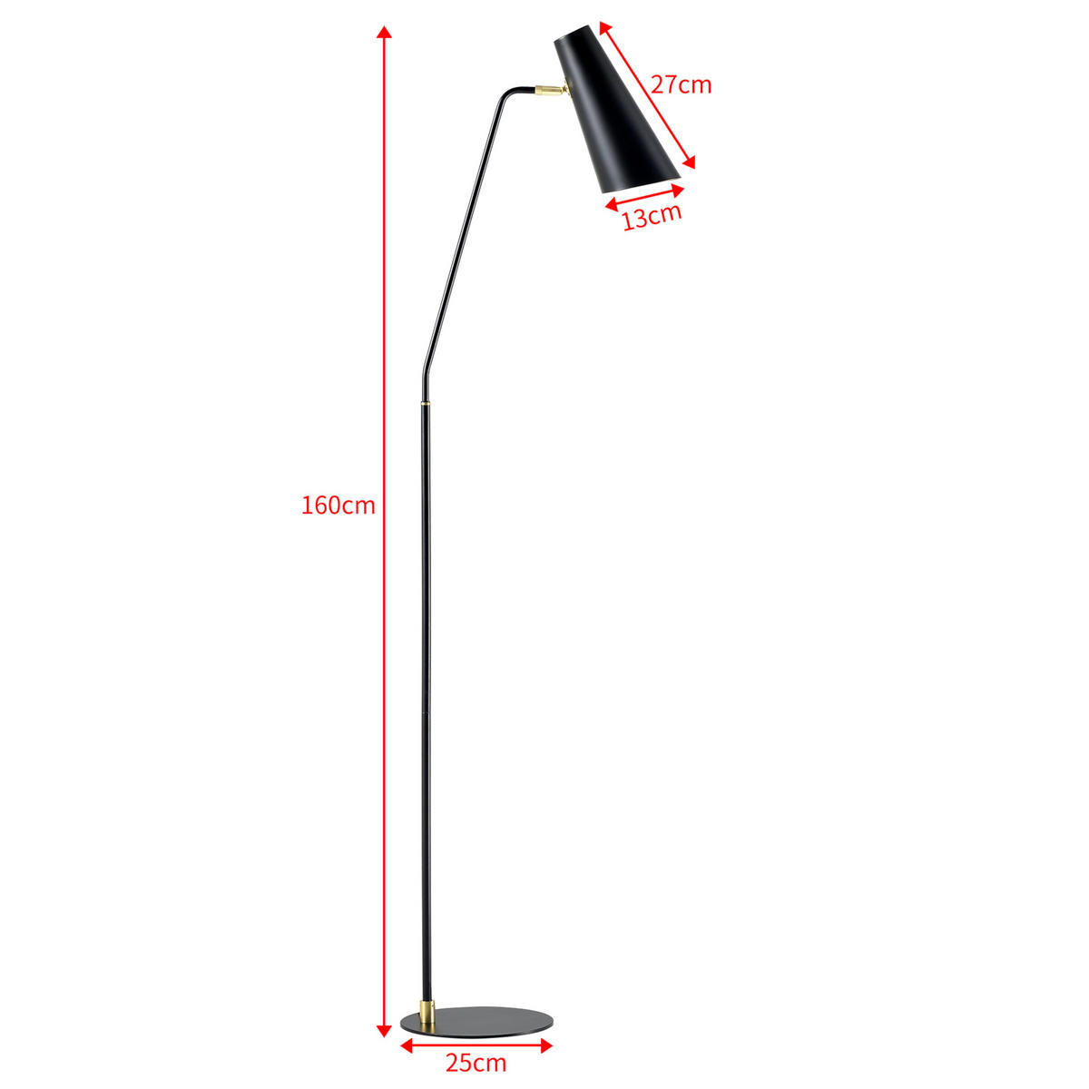 STEHLEUCHTE Norwich - Schwarz, Metall (25/25/160cm) - lux.pro