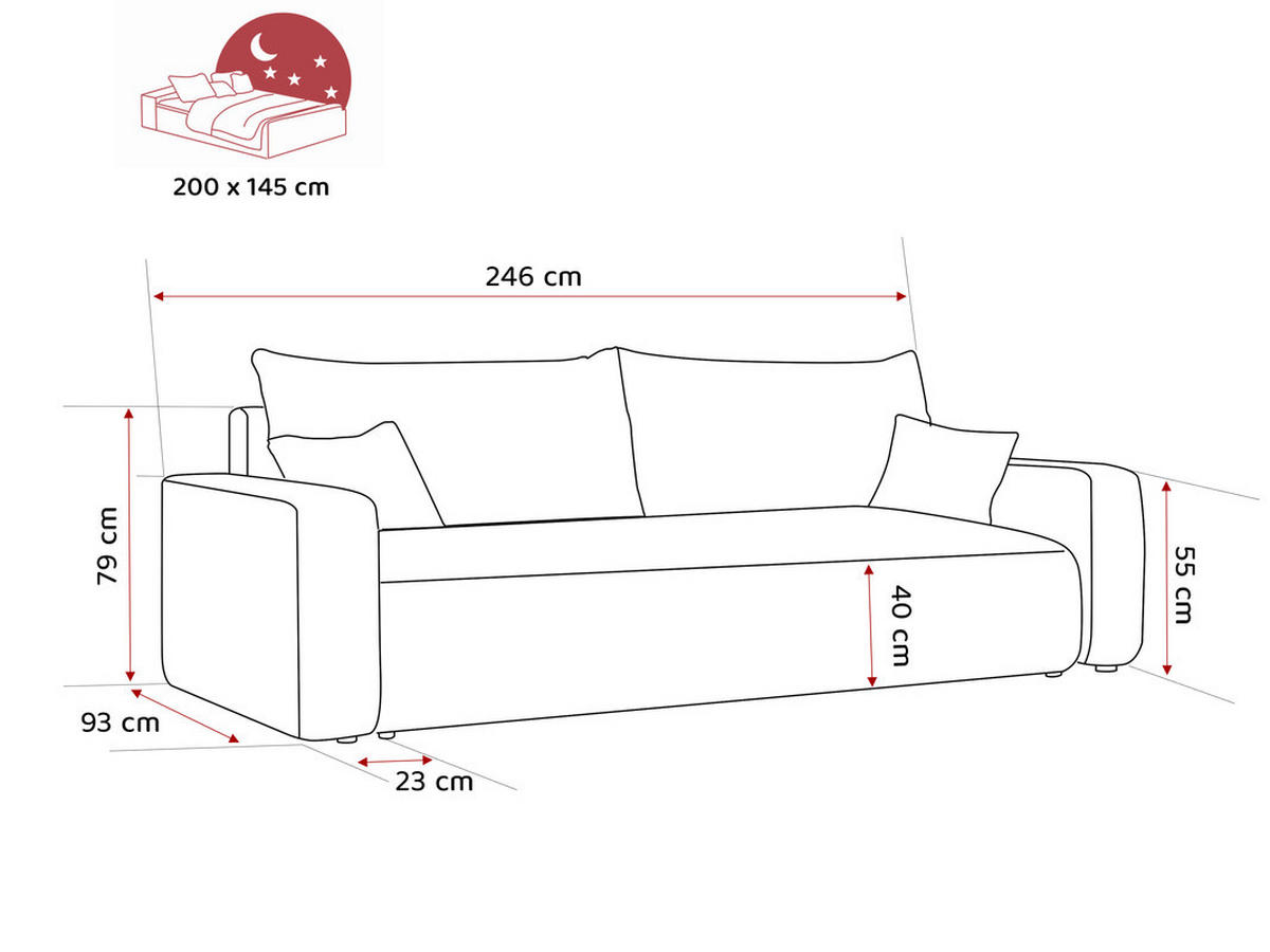 SCHLAFSOFA PIANO mit Bettkasten, Creme - Creme, Textil (246/79/93cm) - Idohome