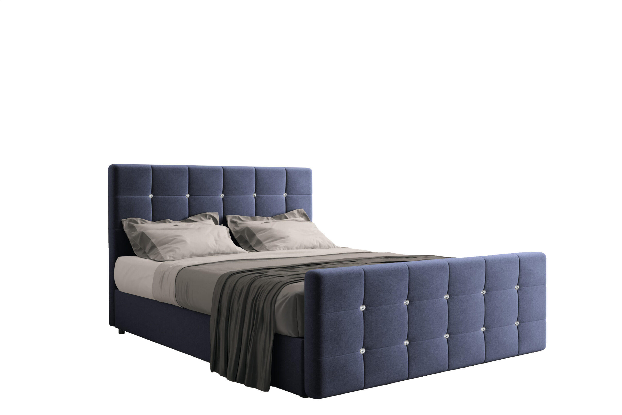 BOXBETT Mit Bettkasten Und Matratze Topper ROMA 180x200 cm Dunkelblau H3-Bonell - Dunkelblau, Holz/Holzwerkstoff (180/200cm) - Kaiser Möbel