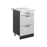 KÜCHENUNTERSCHRANK R-Line, Weiß Landhaus/Anthrazit, 50 cm Arbeitsplatte Marmor - Anthrazit/Weiß, Holzwerkstoff (50/81.6/60cm) - Vicco