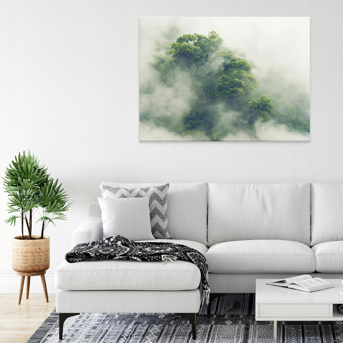 LEINWANDBILDER Wald im Nebel Natur 100x70 - Multicolor, Holzwerkstoff (100/70cm) - Wallarena
