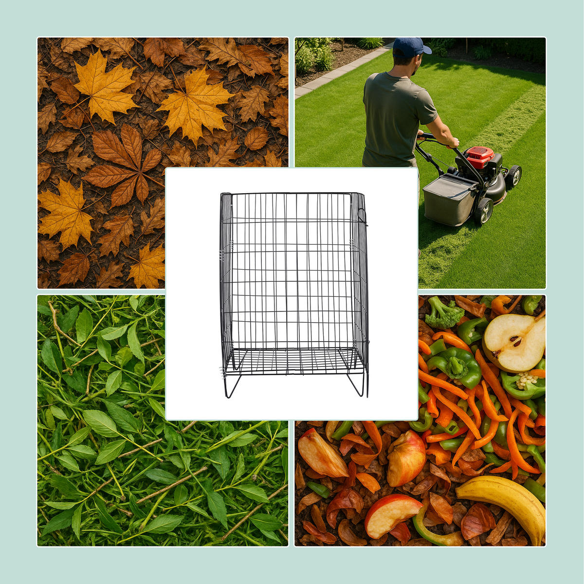 KOMPOSTER Schwarz Stahl 2er-Set mit Bodengitter 120 L - Schwarz, Metall (46/68/46cm) - Relaxdays