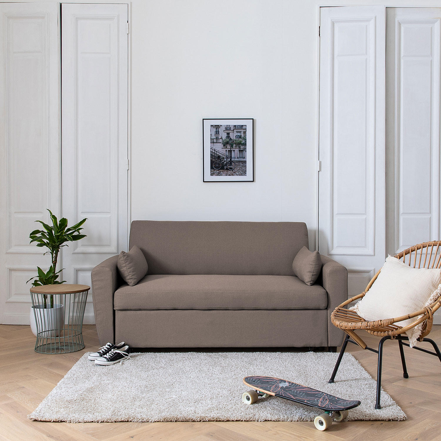 SCHLAFSOFA Matt Taupe 2 Plätze - Braun, Textil (93/85/169cm) - Happy Garden