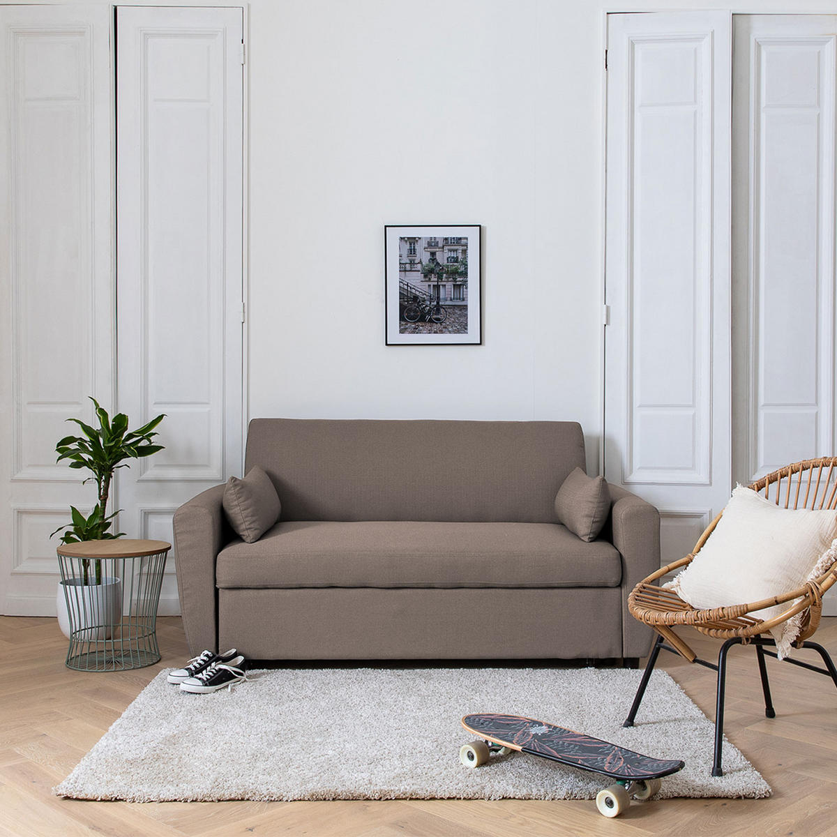 SCHLAFSOFA Matt Taupe 2 Plätze - Braun, Textil (93/85/169cm) - Happy Garden
