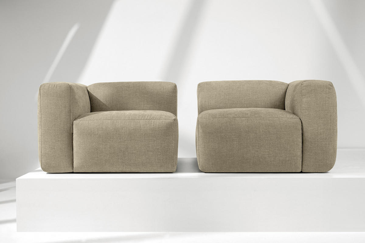 2-SITZER-MODULSOFA BUFFO mit extrem weicher und bequemer Sitzfläche, Gewebestoff, sandfarben - Sandfarben, Textil (210/73/96cm) - KONSIMO®