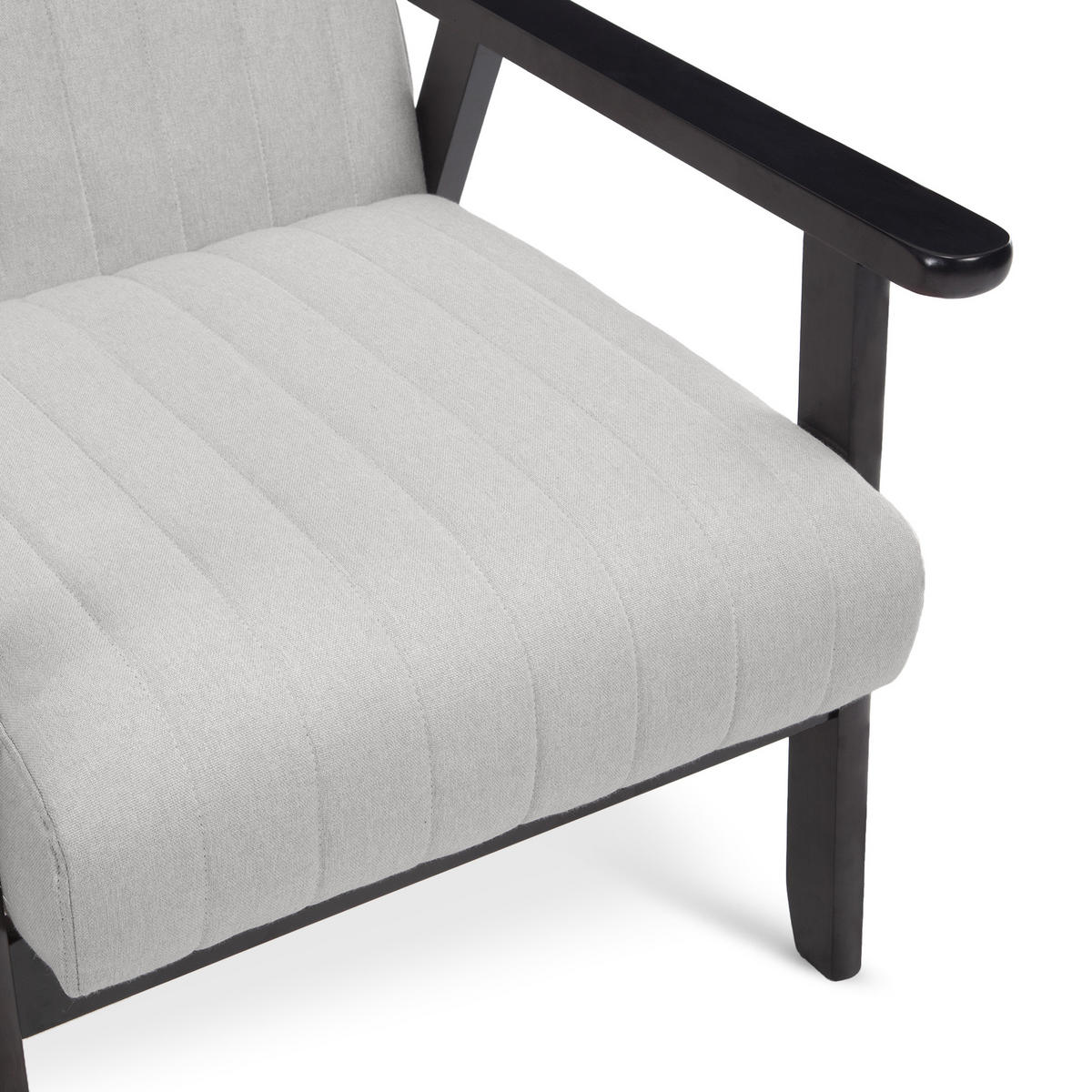 VINTAGE-HOLZSESSEL Erik aus grauem Stoff - Dunkelbraun/Hellgrau, Holz/Textil (65/75.5/75cm) - Sicaan