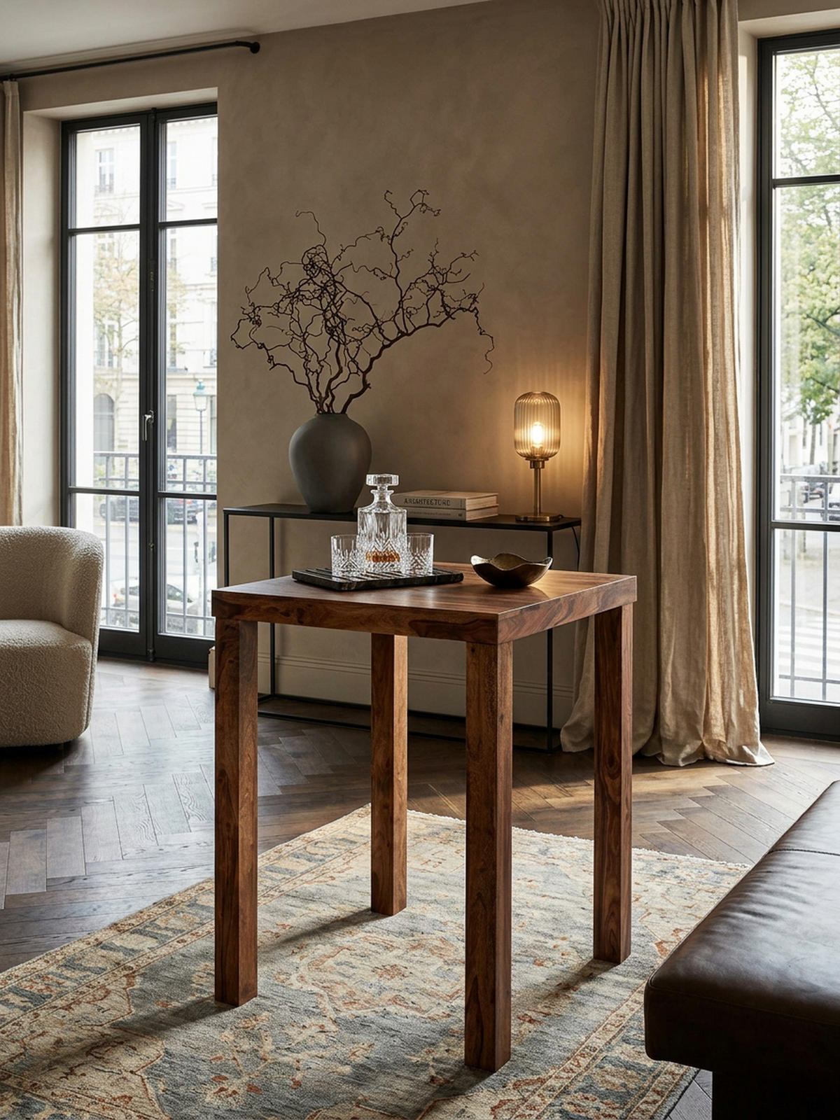 BARTISCH – Rustikal, Massivholz, stabile Konstruktion, individuelles Design - Braun, Holz (80/80/110cm) - KADIMA DESIGN