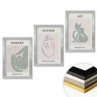 WANDBILDER 3er Set - 20x30 cm Silberner Rahmen - Abstrakte Pastellfiguren - Silberfarben, Kunststoff (20/30cm) - ArtPrintCave