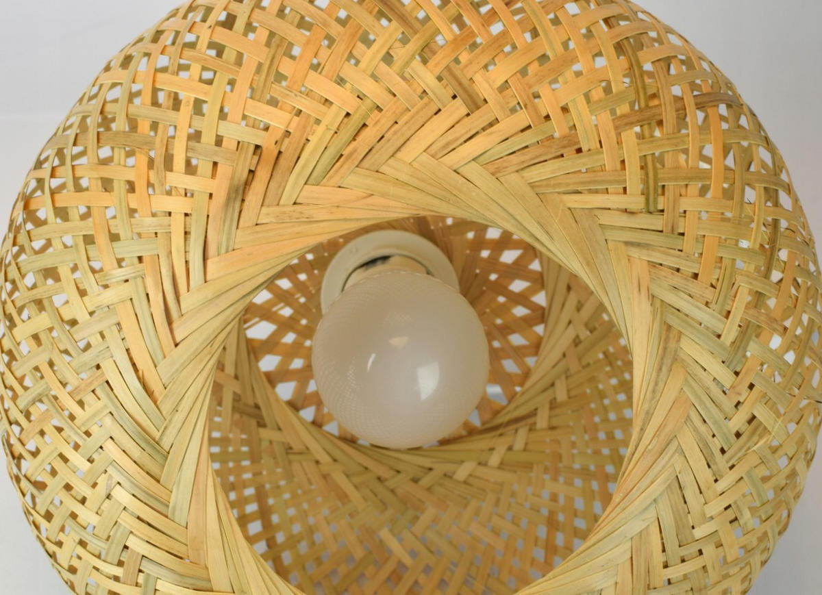 PENDELLEUCHTE BOHO - Beige/Weiß, Holz/Metall (48/48/100cm) - kiki design