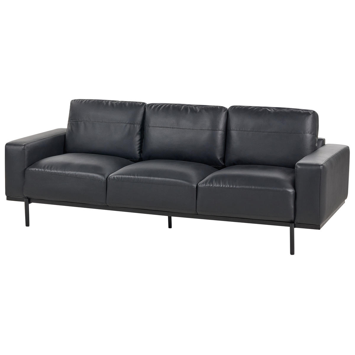 3-SITZER-SOFA Kunstleder Schwarz Sovik - Schwarz, Kunststoff/Textil (215/72/87cm) - Beliani