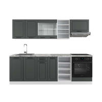 KÜCHENZEILE R-Line Anthrazit Landhaus/Weiß 240 cm, AP Marmor - Dunkelgrau/Anthrazit, Holzwerkstoff (240/81.6/60cm) - Vicco